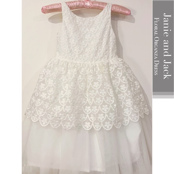 Janie and Jack Other - Janie and Jack White Floral Organza Dress Size 6